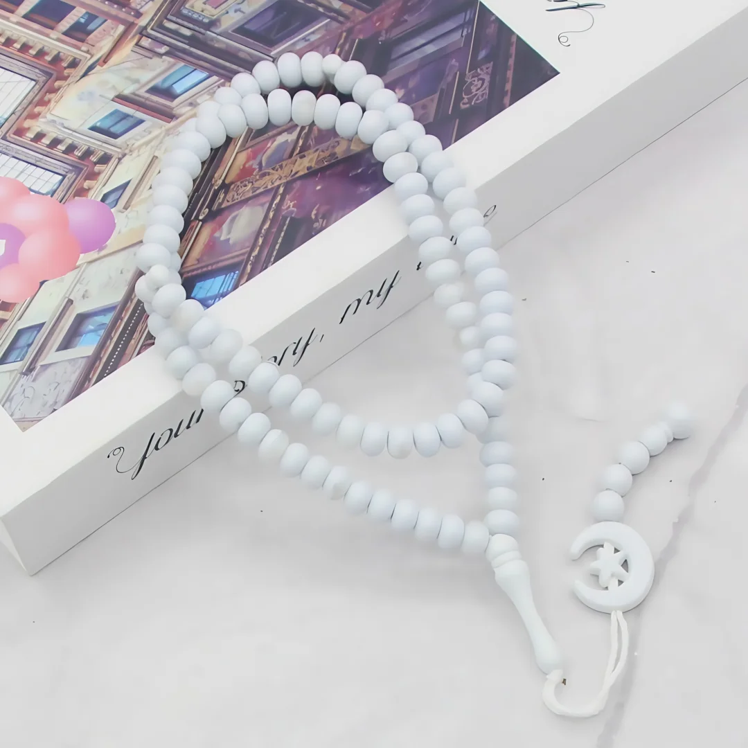 Vintage resin apple bead prayer mala with star-moon texture, 99 portable prayer beads for carry-around use