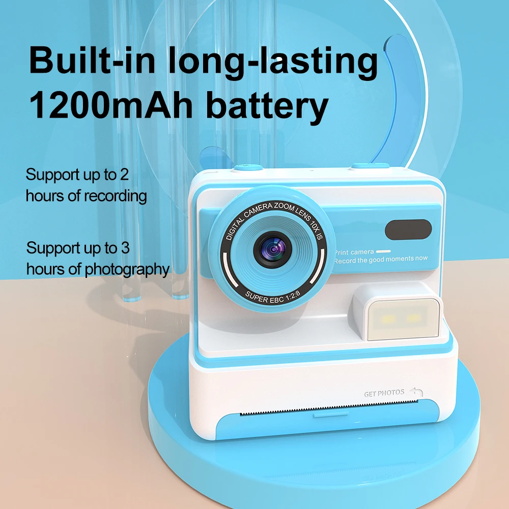 Mini stampante per bambini fotocamera istantanea 58mm stampa termica 1080P HD fotocamera per stampa termica mini fotocamera digitale da 2,4 pollici giocattolo per bambini