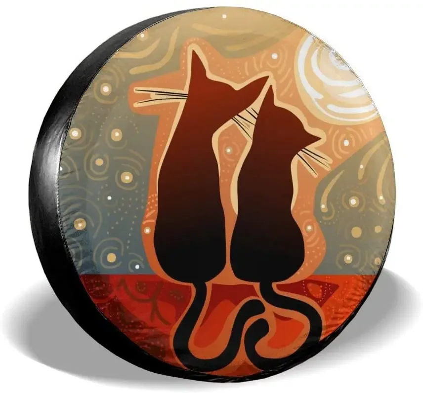 

Delerain Cats Spare Tire Covers for RV Trailer SUV Truck and Many Vehicle, Wheel Covers Sun Protector Waterproof, (14 Inch