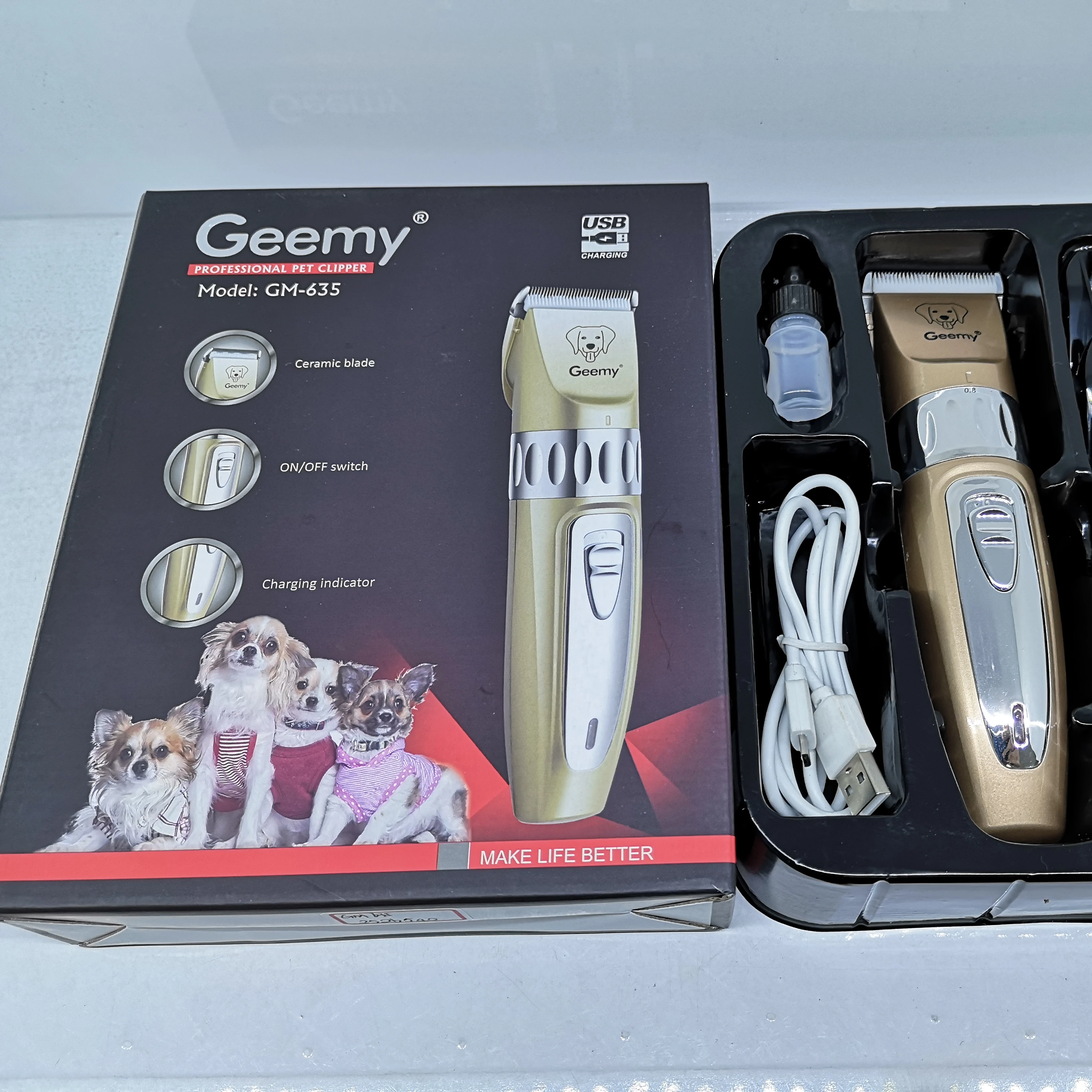 

2021 New GEEMY GM635 Professional Rechargeable Hair Trimmer Electric Pet Hair Clipper
