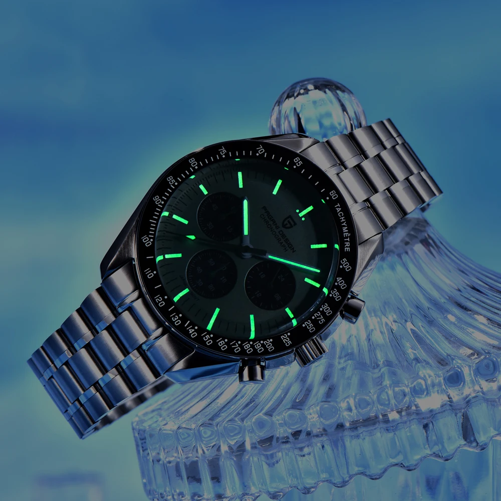 PAGANI DESIGN 2026 New Light Tan Retro Quartz Watch For Men Sports Chronograph AR Sapphire Crystal Luminous Wrist Watch Men VK63