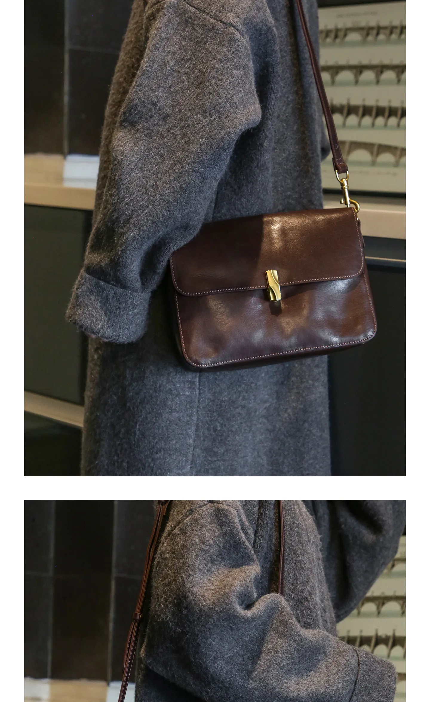 Designer-Handtasche aus handgefertigtem Rindsleder, Damen-Umhängetasche für Wochenend-Shopping, echte Leder-Umhängetasche für Frauen – Detail 7