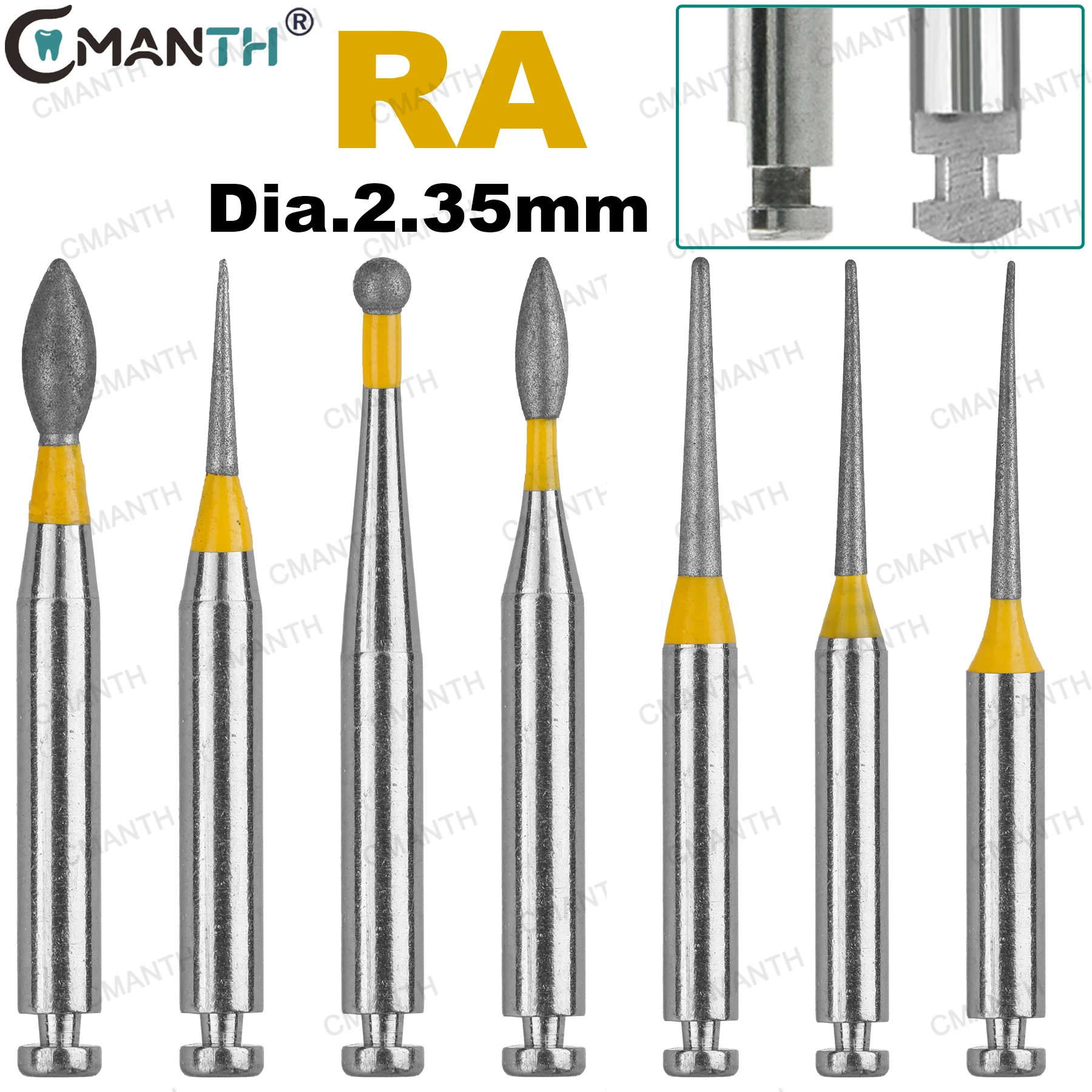 Dental Diamond Burs RA Low Speed Bur Dia.2.35mm Extra Fine Grit Dental Lab Polishing Whitening Tools For Contra Angle Handpiece