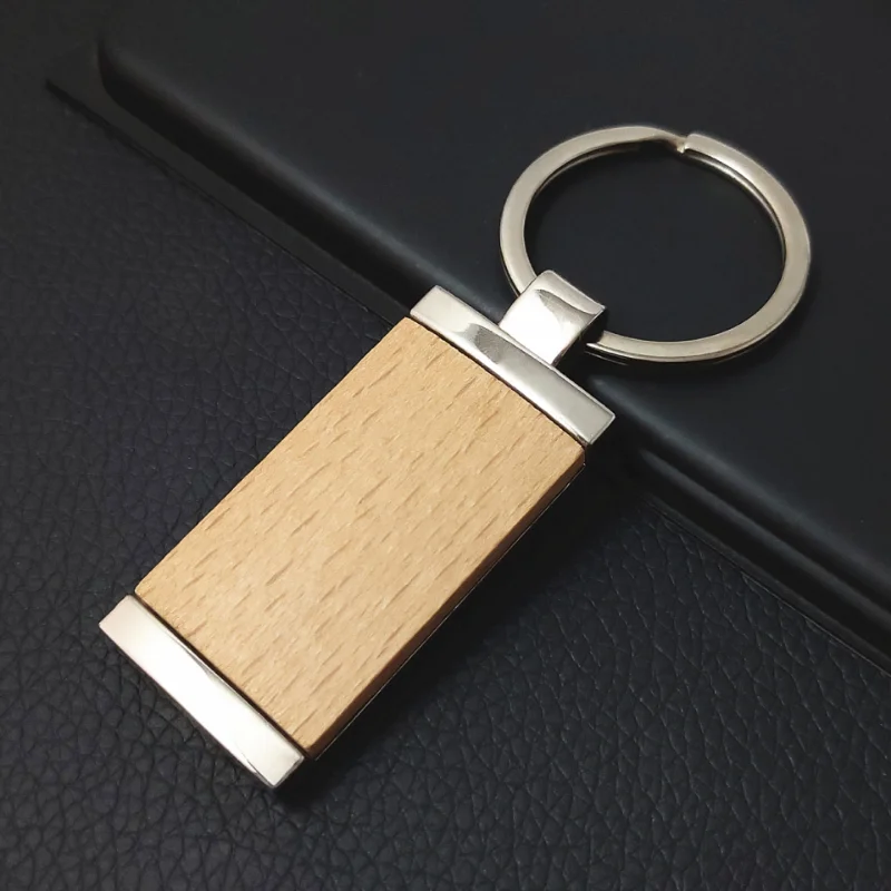 Fashion Round Wood Car Keychain Accessories Blank Zinc Alloy Stitching Wooden Keyring Blanks Unfinished Key Tag Bulk Wholesale