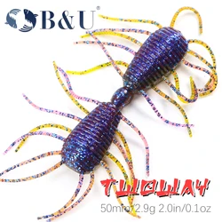 B&U-Soft Silicone Lures for Fishing, Artificial Lures for Bass, Pike, Minnow Swimbait, Jigging Plastic Baits, Larva, 8PCs, 50mm