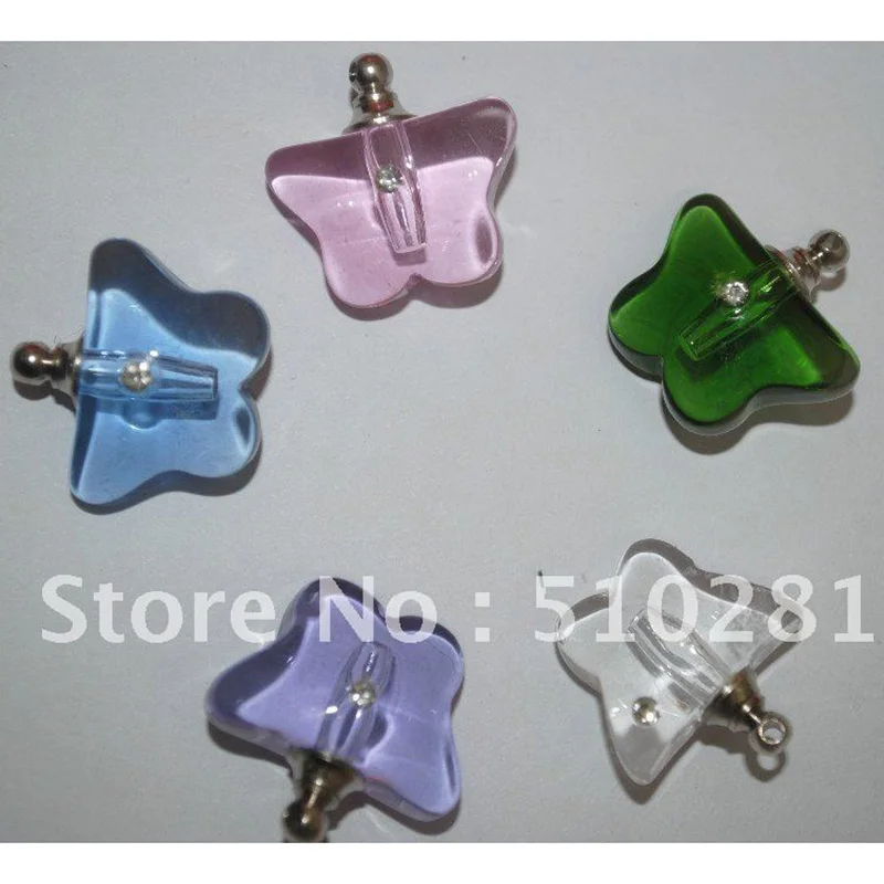 100pcs Mixed color Butterfly Pendant & Perfume vial pendant /crystal pendant