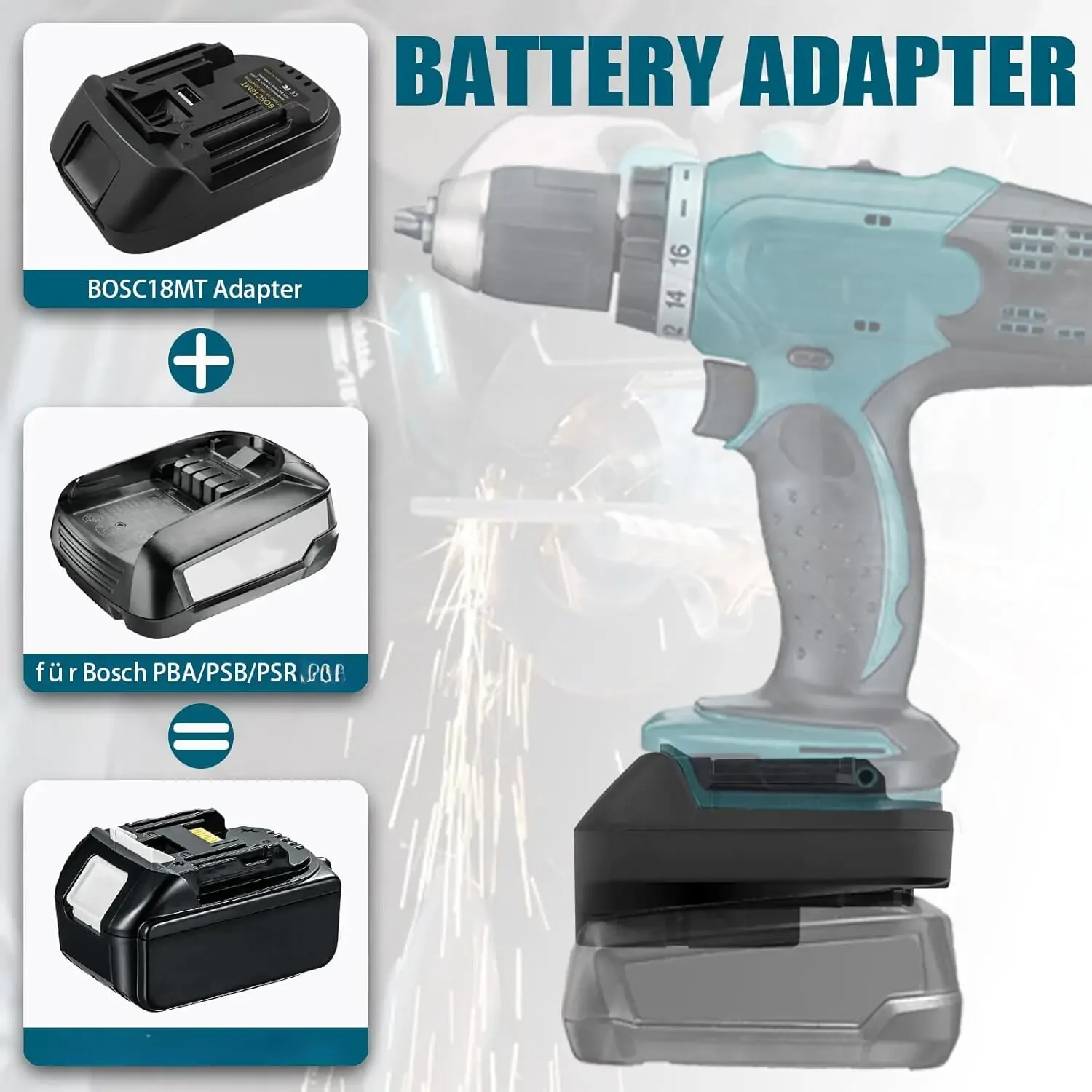 for Bosch work on for Makita Tool Adapter for Bosch 18V PBA Series Li-ion Battery Converter to for Makita 18V  Power tool Drill