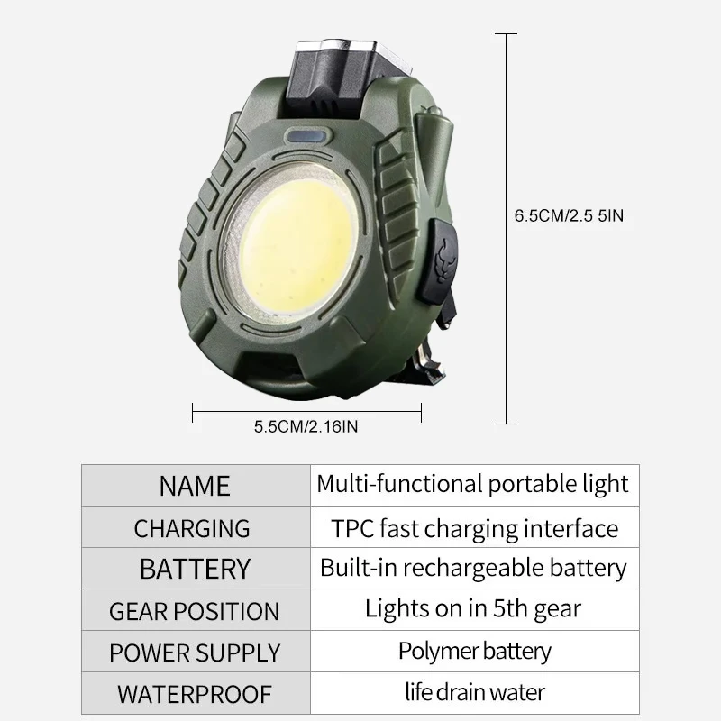 COB Keychain Lights Hand Wave Sensor Flashlight Multifunctional Portable Clip-on Hat Light Headlight Outdoor Working  LED Lamp