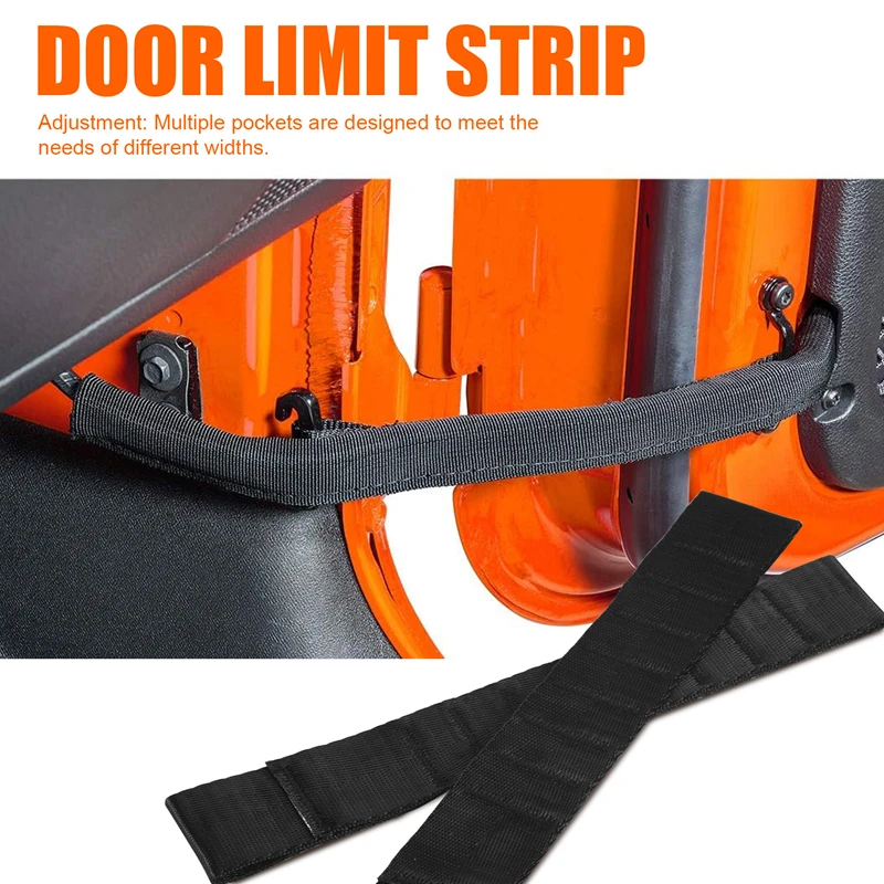 2PCS Door Straps Heavy Duty Strong Adjustable Door Limiting Check Strap Load 1000 Lb For Jeep Wrangler TJ JK JL CJ YJ