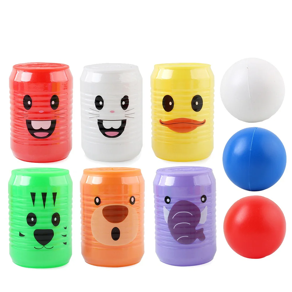 9pcs Children Bowling Toy Kid Digital Educational Puzzle Can Balls Portable Cartoon Animal Pattern Bowling Game Prop Home Supply