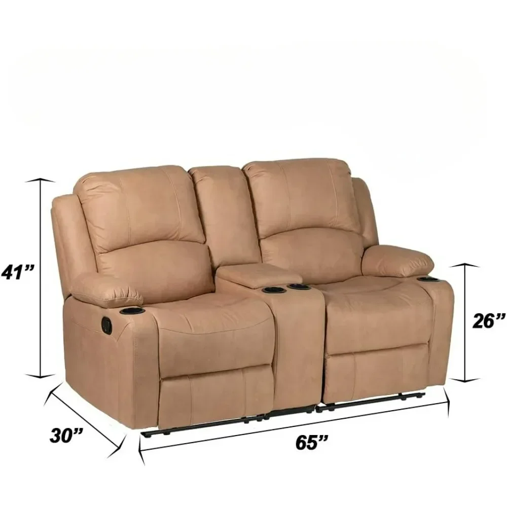 Canapé inclinable 65 ", sièges de théâtre, canapé double inclinable et console, fauteuil inclinable Wall Hugger, canapés d'assise de théâtre