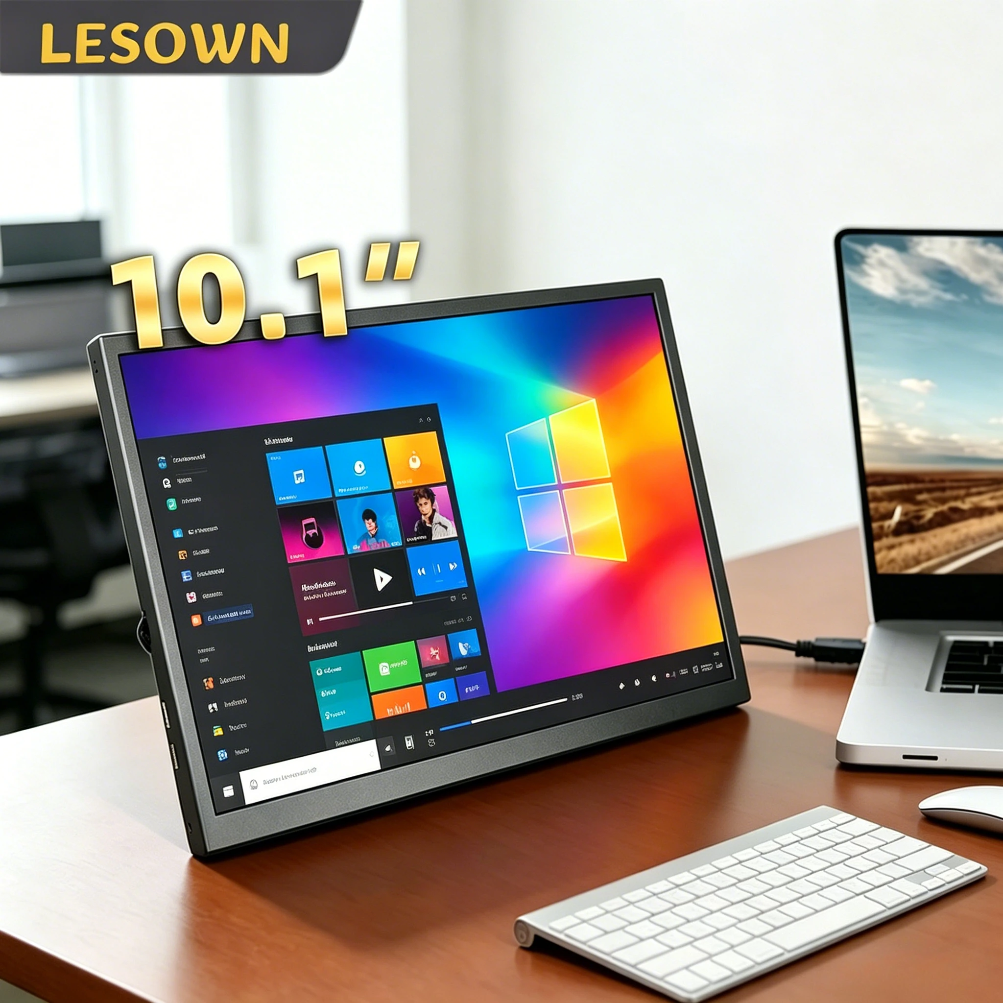 

LESOWN Ultra-Clear 2K Portable Display 10.1" 2560x1600 Aluminum Case Type-C Dual Interface for Laptop Extension