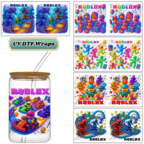 Game Series Cartoon Pattern Transfer Stickers Waterproof UV DTF Cup Mug Wraps Sticker DIY 3D Wrap Decal For 16oz Libbey Glass