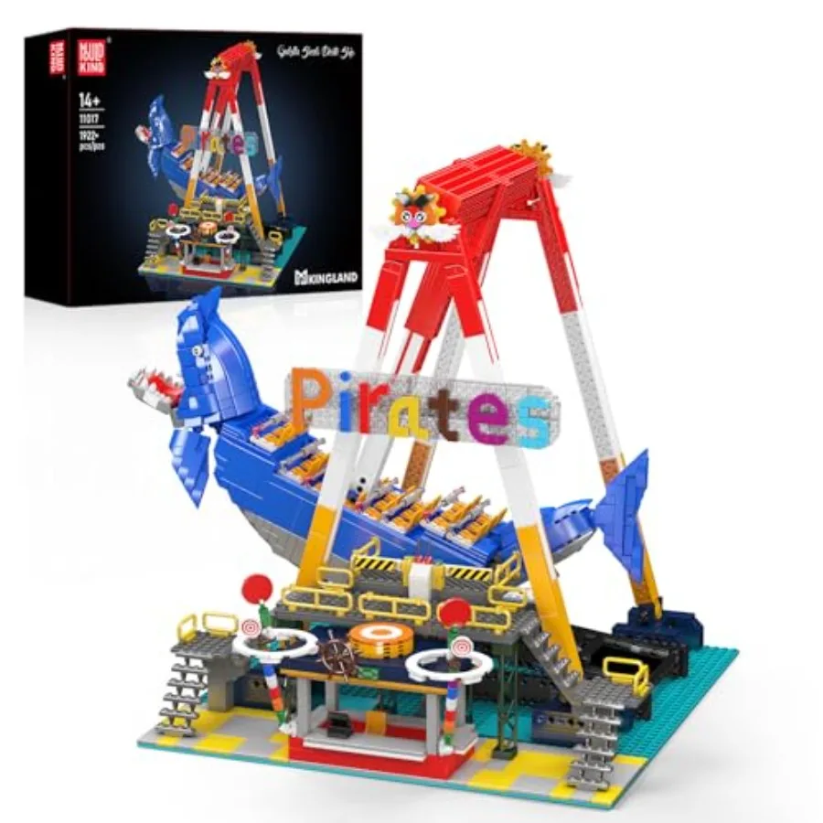 

11017 Amusement Park Pirate Ship Ride Building Kit with 1922+ Pieces Motorized and Remote Controlled Fairground Toy Set for STE