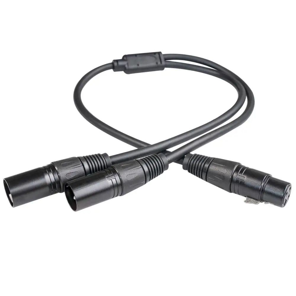 Profesjonalny kabel XLR 3-pinowy żeński na męski, rozdzielacz Y ze stopu cynku 1 na 2, oplot foliowy, ekranowany kabel mikrofonowy do miksera. — zdjęcie produktu 3