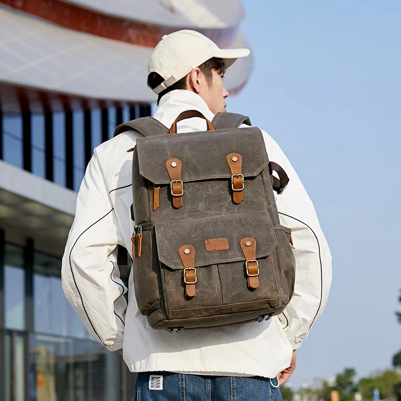 Retro Batik Canvas Photography backpack with USB Port fit 15.6inch Laptop Camera Bag Carry Case for DSLR Drones High quality