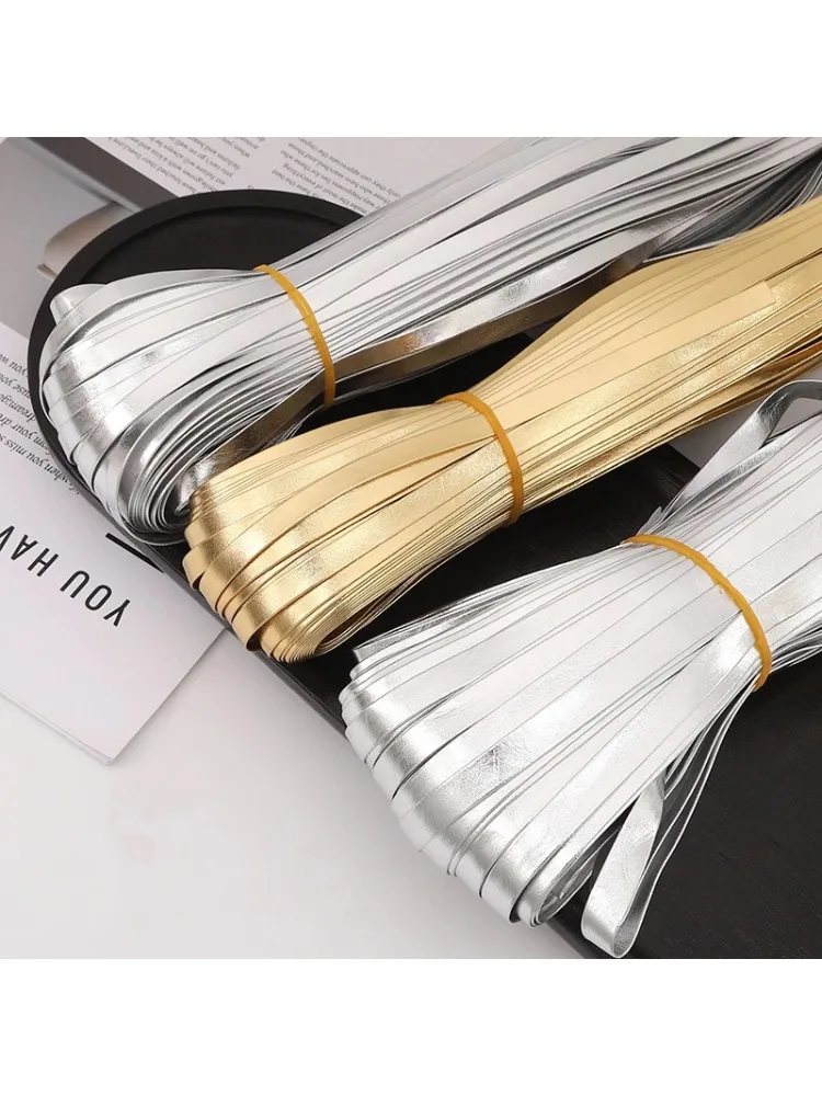 5 Meter gold-/silberfarbenes, 0,5–2,5 cm breites PU-Lederband für Taschenkanten, Kordel, DIY-Kleidung, Dekor, Schleifen, Band, Nähmaterialien