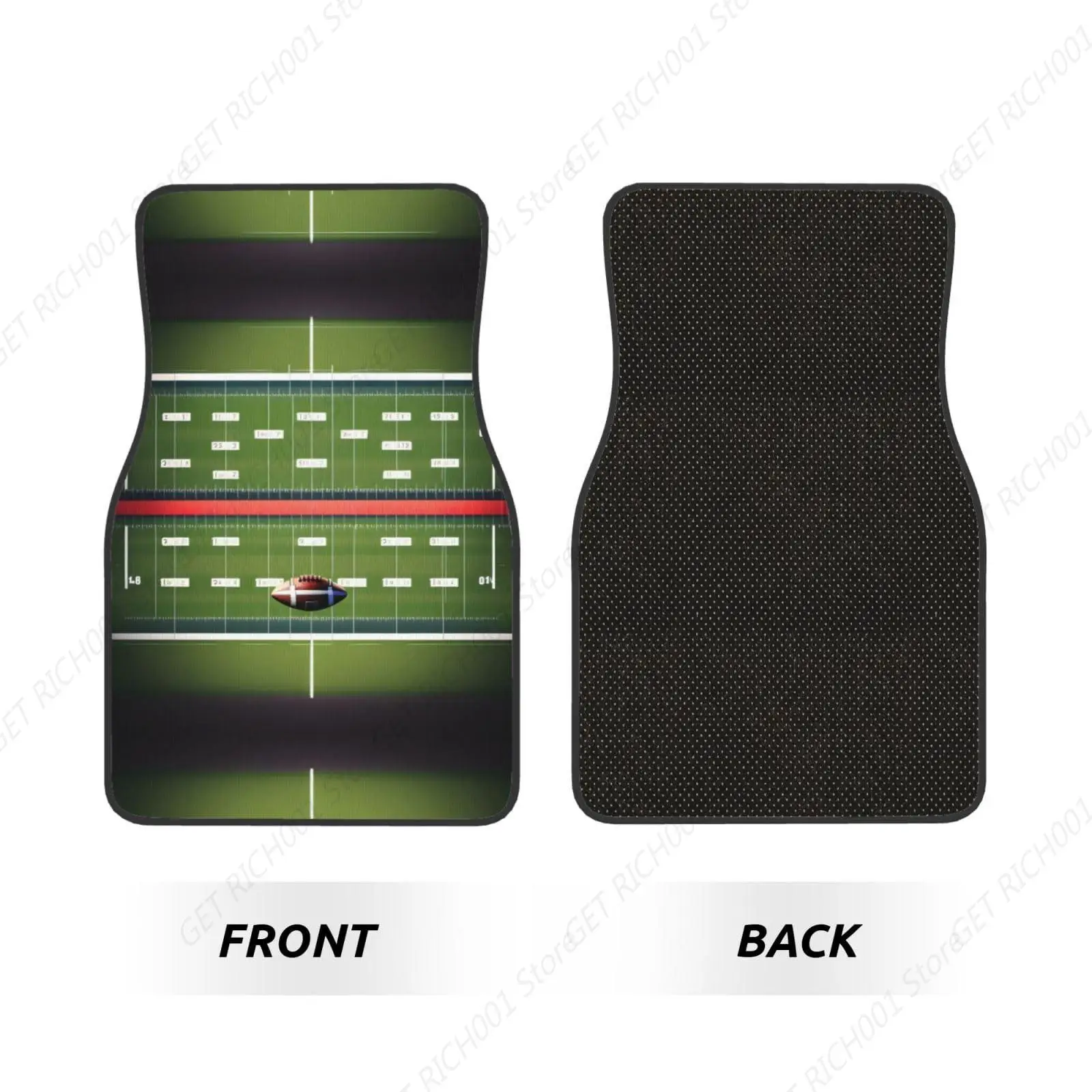 American Football Field and Ball Premium 4-Piece Waterproof Car Rug-Non-Slip Car Accessories-Car Mats Full Set for All Seasons