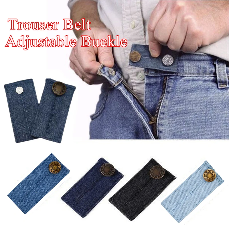 Jeans Waist Expander Button Pant Belt Extension Buckle Denim Fabric Fat Waist Adjustable Elastic Buckle Sewing Accessories