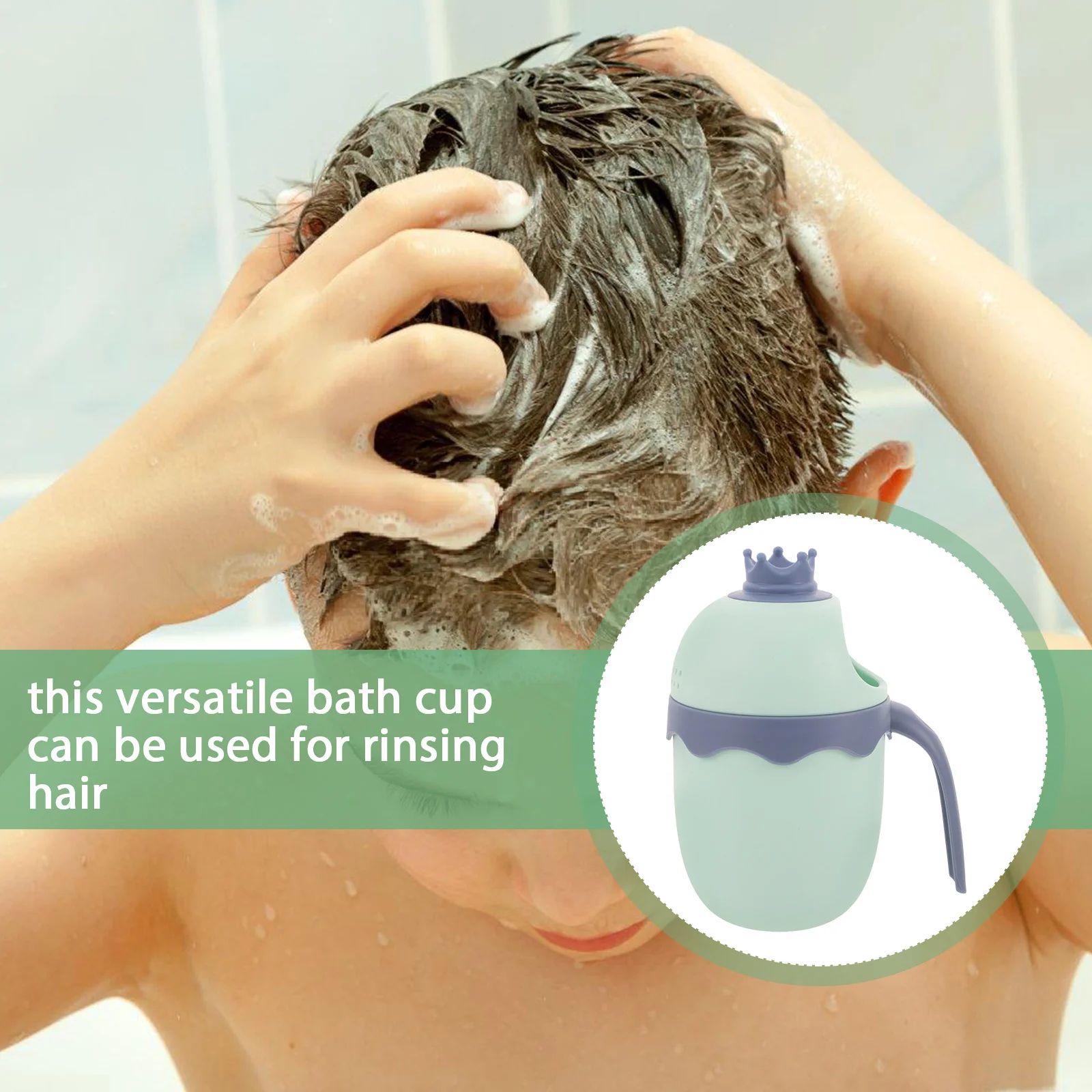 ベビーバスリンスカップ大開口漏れ防止デザイン肌に優しい漫画の王冠パターン注水器新生児子供用