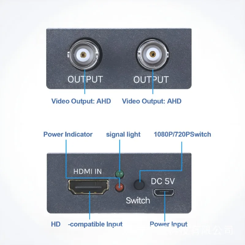 4K HDMI-compatible to AHD 1080P Converter 2xBNC Output for CCTV Camera DVR TV Projector
