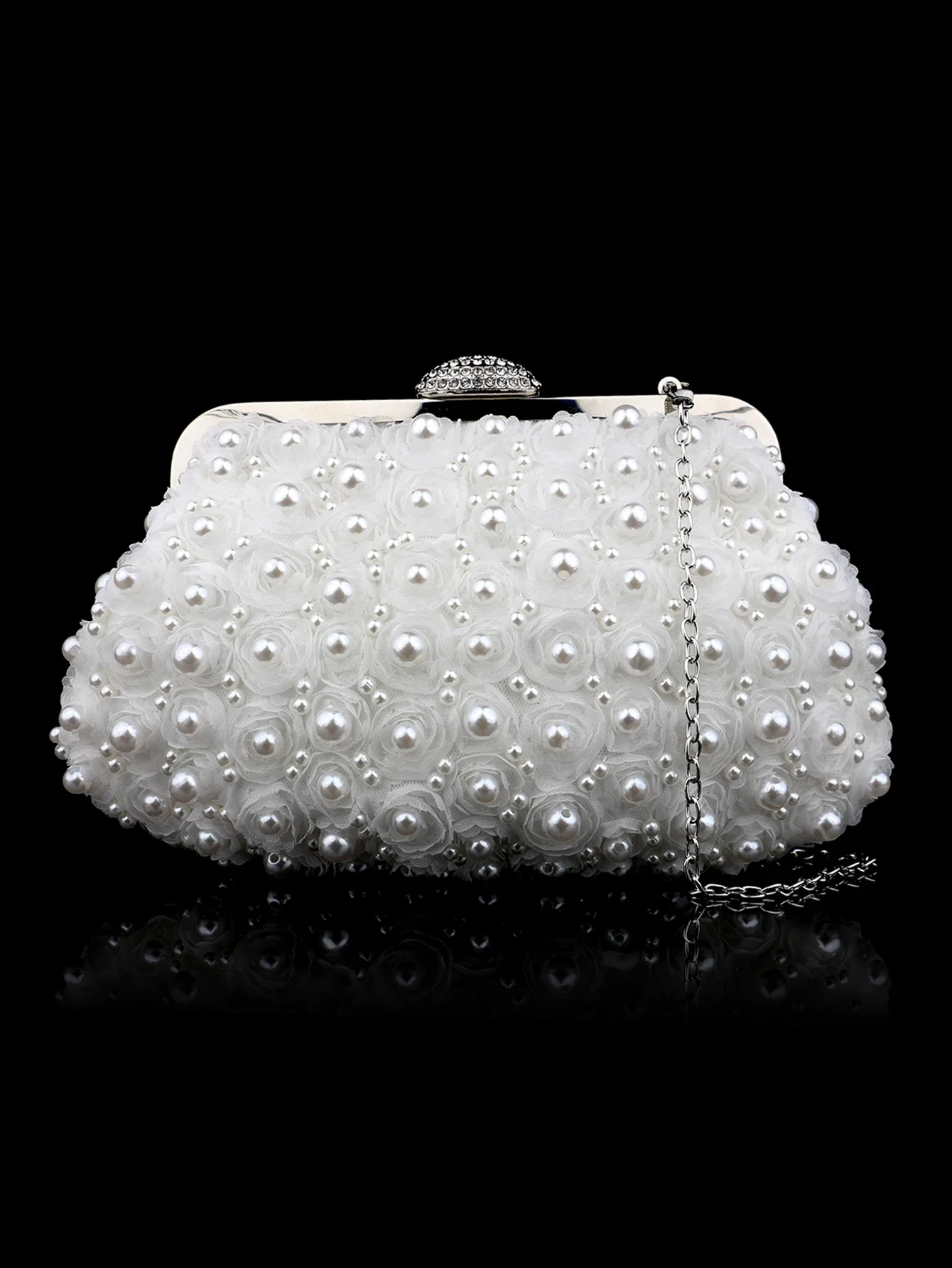 

Elegant Beaded Lace Pearl Clutch Bag for Women Wedding Party Evening Dress