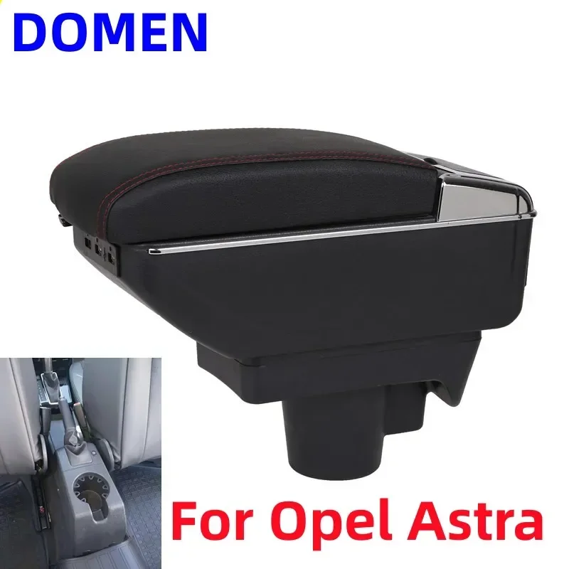 For Opel Astra Armrest Box Opel Astra H Double layer Car Central Armrest Storage Box USB Charging cup holder ashtray accessories