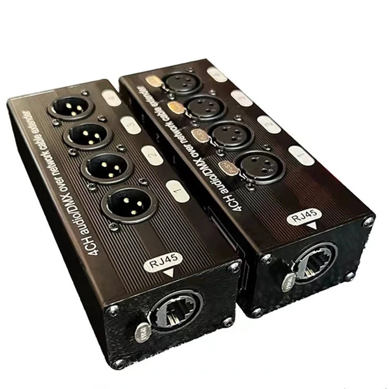 4-Way Xlr Three-Pin DMX-4 Extender Audio Network Cable Extender Stage Audio Lighting Network Extender