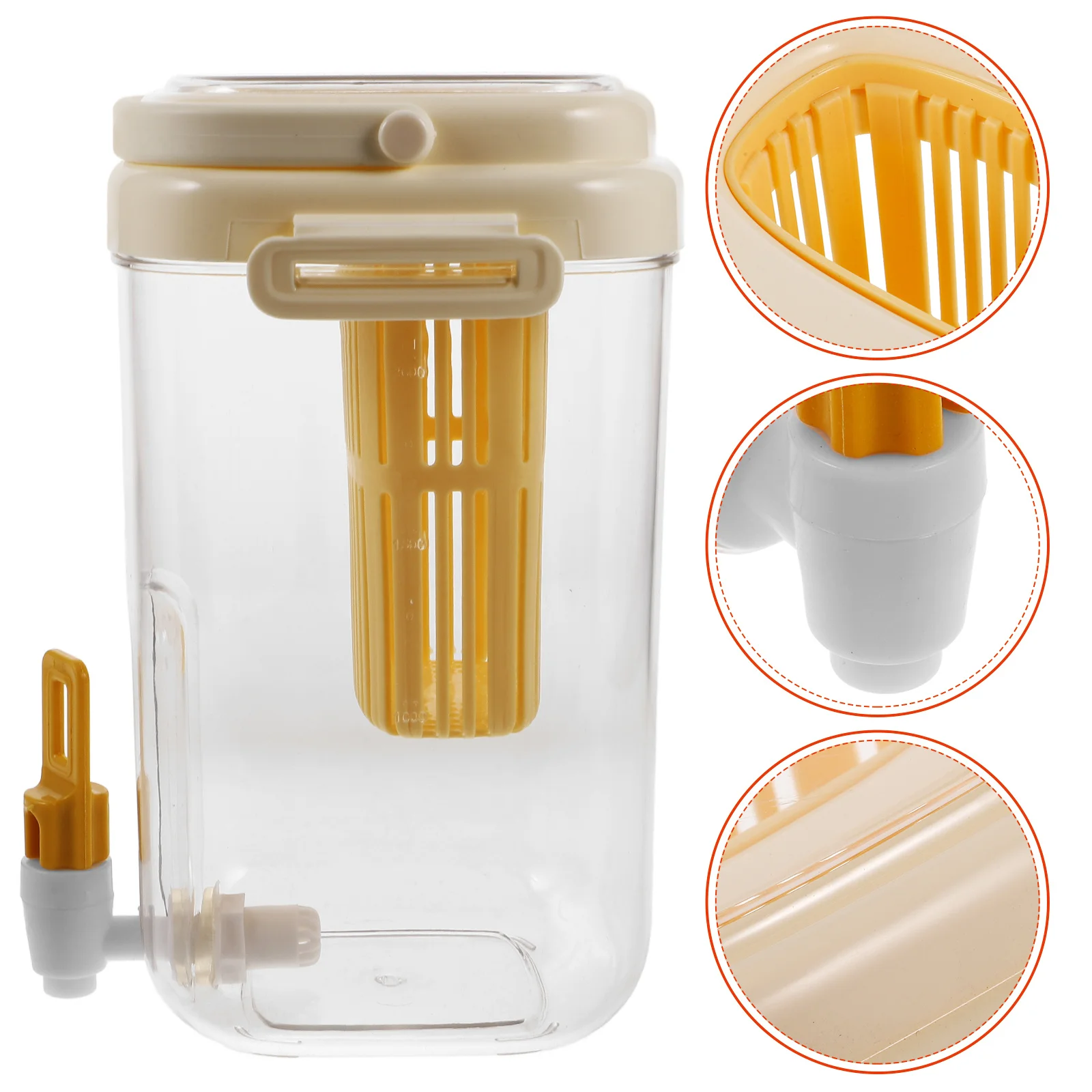 

2L Drink Dispenser With Spigot Plastic Fridge Beverage Jug For Ice Tea Lemonade Water Storage Kitchen Cooler Container Yellow
