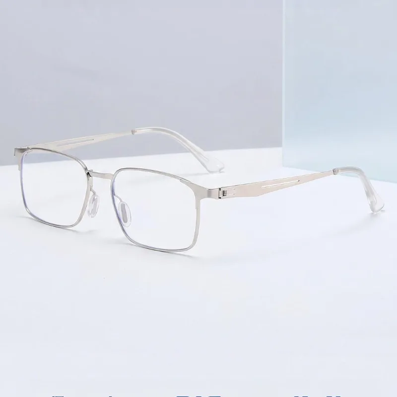 Men Business Reading Glasses Metal Square Ultralight Presbyopic Eyeglasses Anti Blue Light Hyperopia Eyewear 0+0.5+0.75+1.0~~4.0