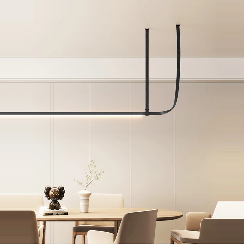 Imagem -04 - Modern Minimalista Leather Chandelier Led Belt Fabric Pendant Lamp para Hotel Sala de Estar Office Decor Dining Table Pendurado Lamp