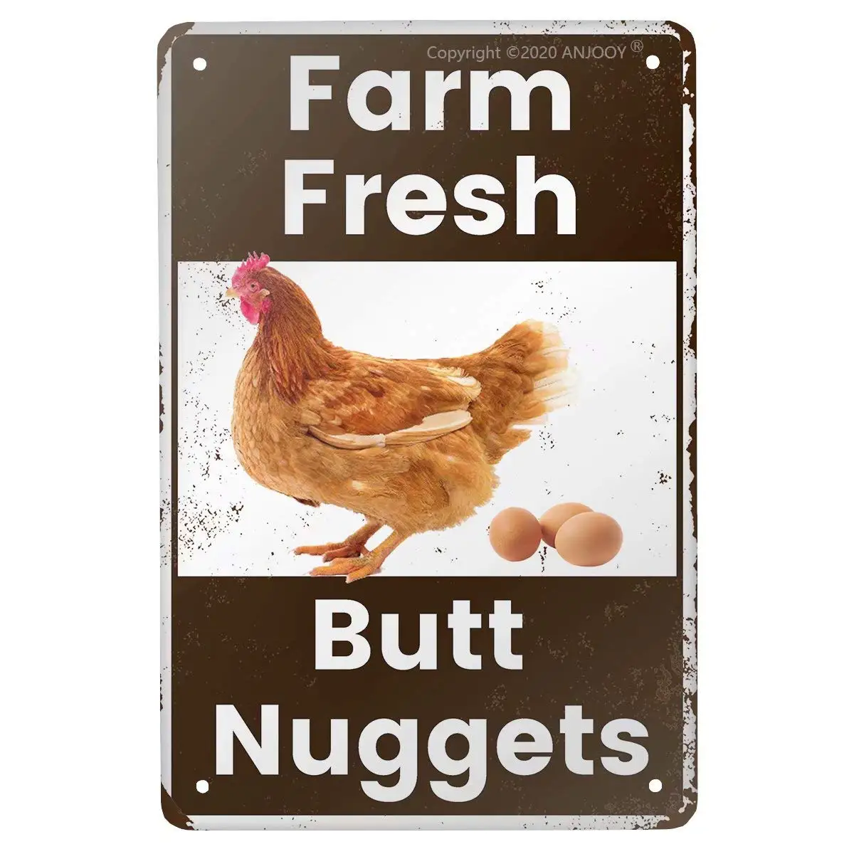 Vintage Metal Tin Sign - Farm Fresh Butt Nuggets -Chicken Egg Sale Market Farm Barn Bathroom Yardr Themed Gifts Rustic Poster Ar