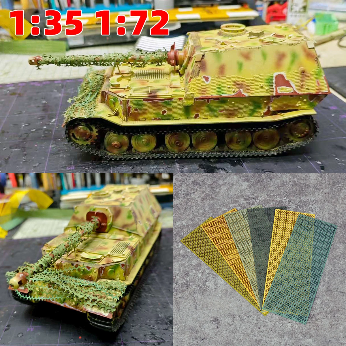 Papier-Tarnnetz für Modellpanzer, gepanzerte Fahrzeuge und Militärfahrzeuge Miniatur-Diorama 1/48 1/72 1/35