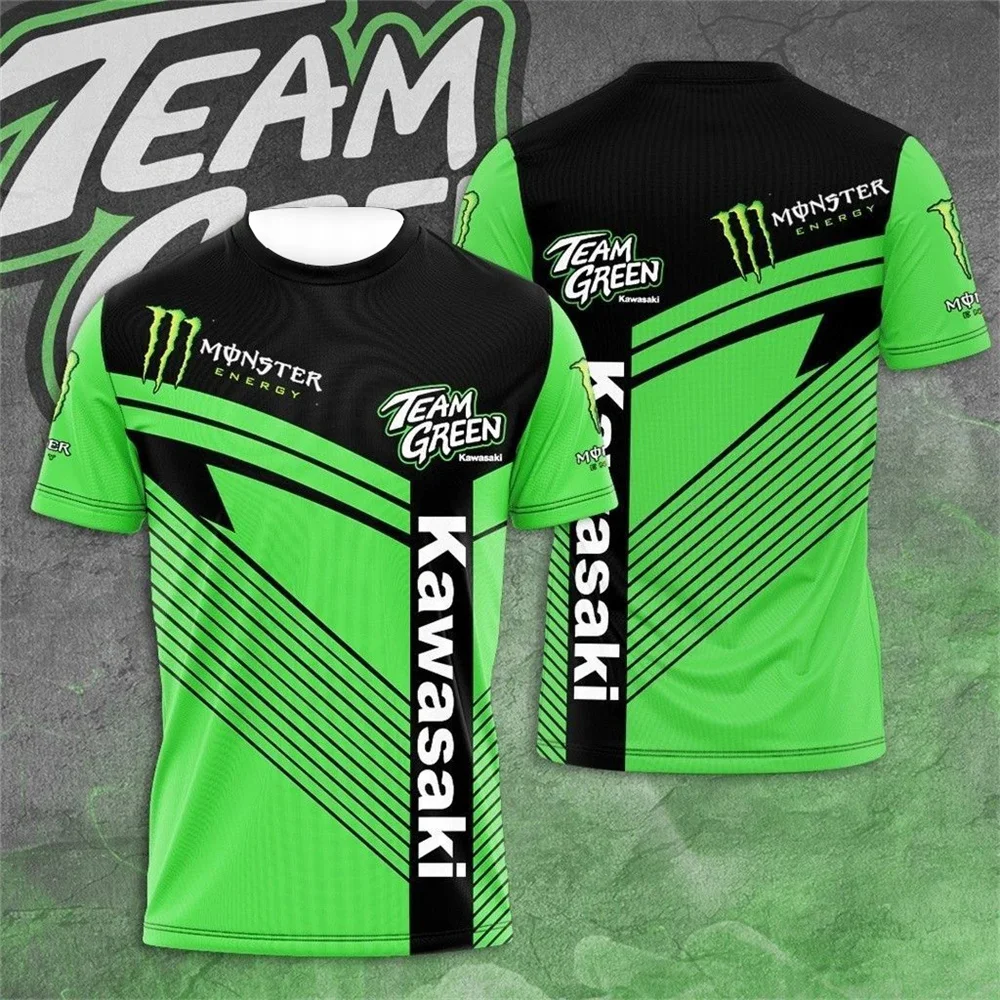 

Kawasaki motorcycle 3D printed men's clothing, summer outdoor sports, popular fast drying breathable sweat absorbing T-shirt