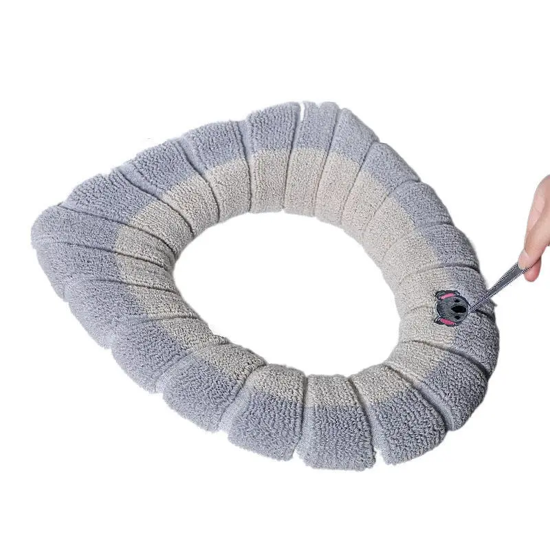 Gray Winter Warm Thicker Soft Washable Hygienic Antibacterial Toilet Seat Cover Mat With Handle