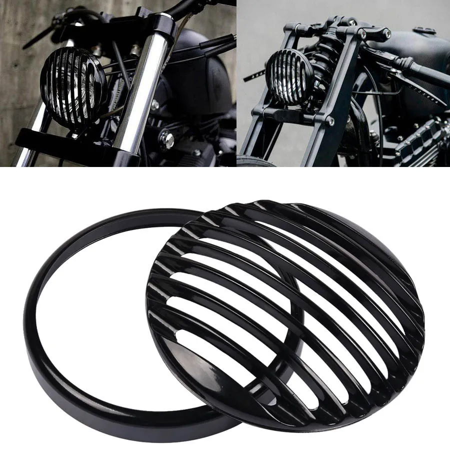 オートバイ-led-ヘッドライトグリルカバー黒アクセサリーハーレースポーツスター-xl883-xl1200-xl1200x-x48-xl-883-xl-1200-2004-up