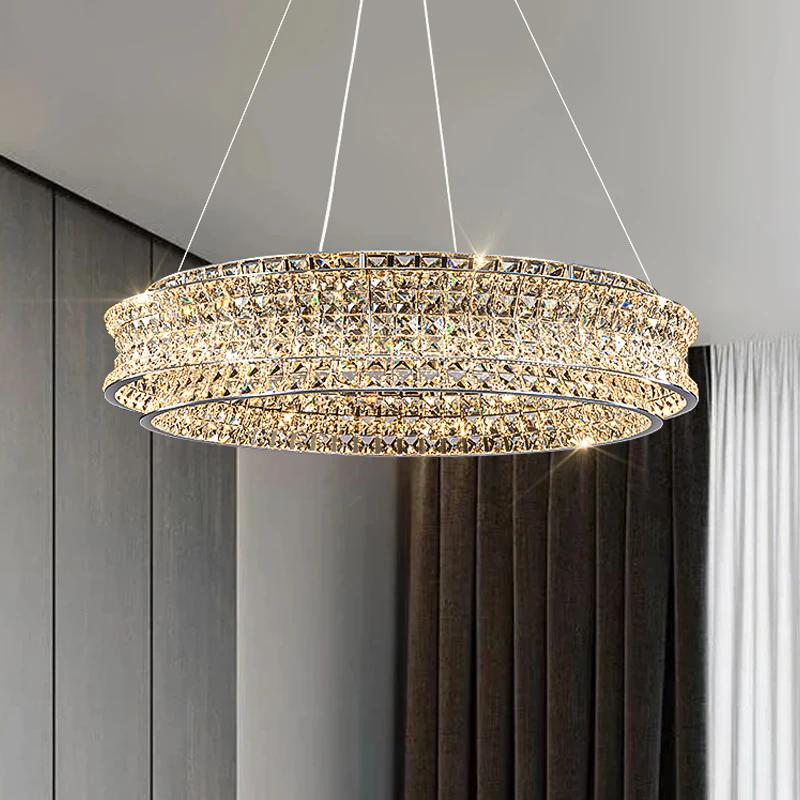 

Modern Luxury K9 Crystal Chandelier Duplex Villa Living Dining Room Bedroom Led Pendant Lamp Home Decor Hanging Light Fixture