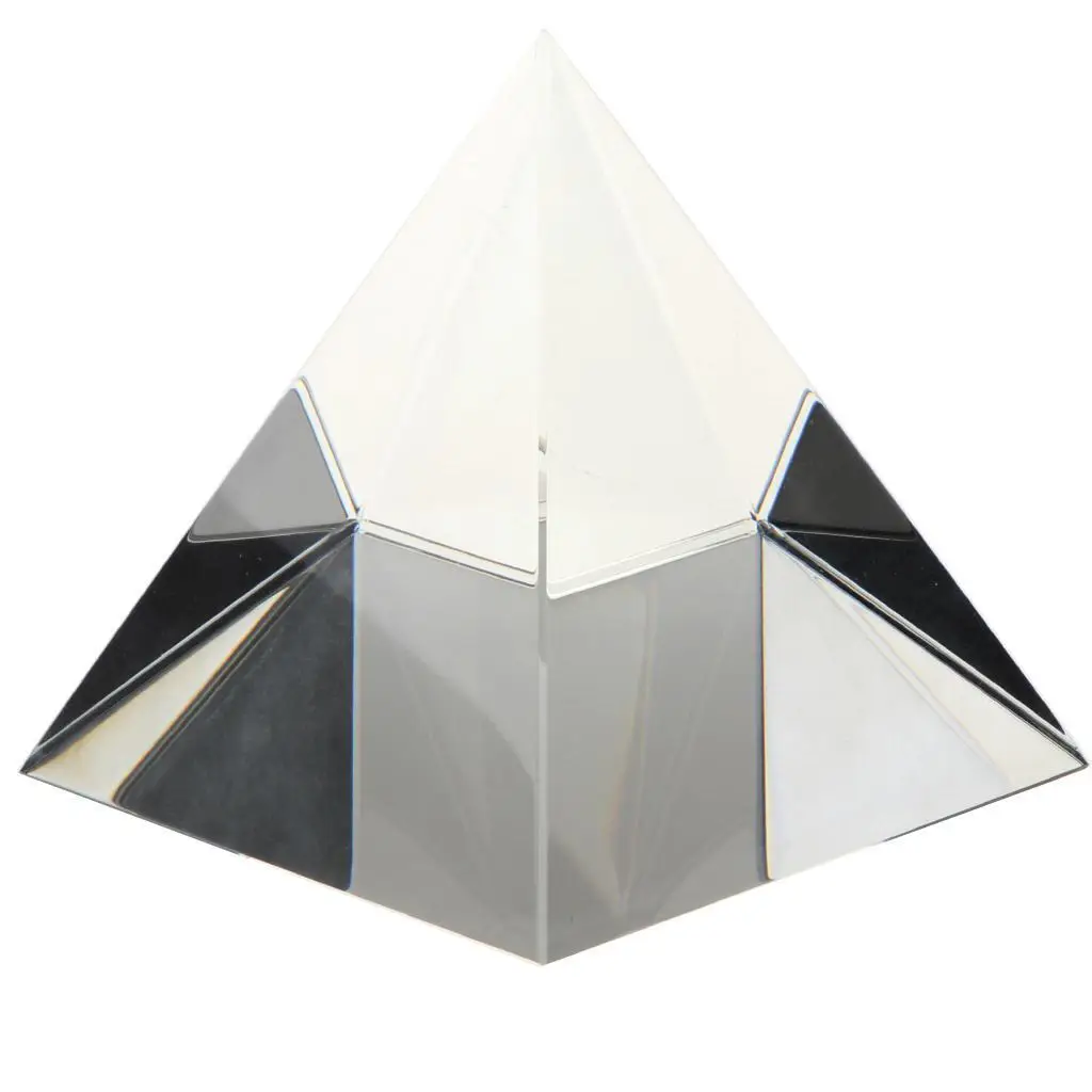 80mm Clear Crystal Glass Pyramid Prism Craft Statue Home Decor Paperweight