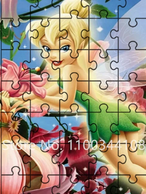 35 Pieces Disney Tinker Bell Puzzle for Kids Cartoon Fairy Wodden Jigsaw Puzzles Children Educational Toys Handmade Gift