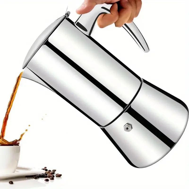 

Hand Pour Coffee Pots Espresso Maker Stainless Steel Stovetop Coffee Moka Pot Suitable for Home Camping Open Flame Induction