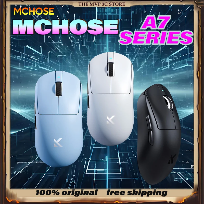 

Беспроводная игровая мышь серии MCHOSE A7 2,4G A7 Pro Ultra Mouse PAW3950 E-Sport по индивидуальному заказу, максимальная скорость 8K, беспроводная связь с ключом для ПК