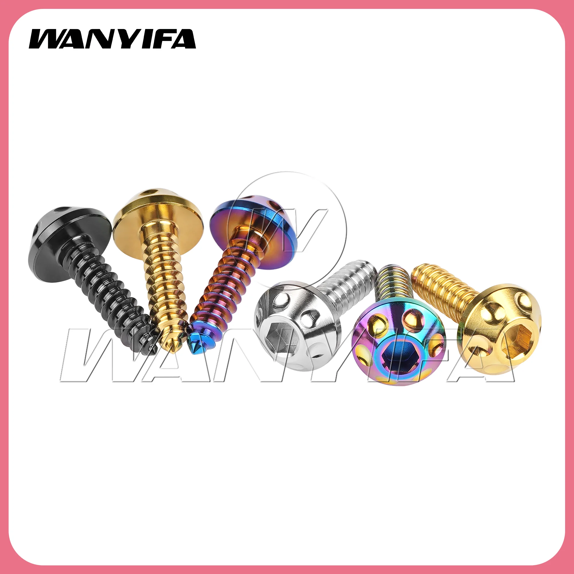 Wanyifa 4/6/8pcs Titanium Bolts M5x20mm Mushroom Self-Tapping Hex Head Screws for Bike Motorcycle Car Ti Fasteners