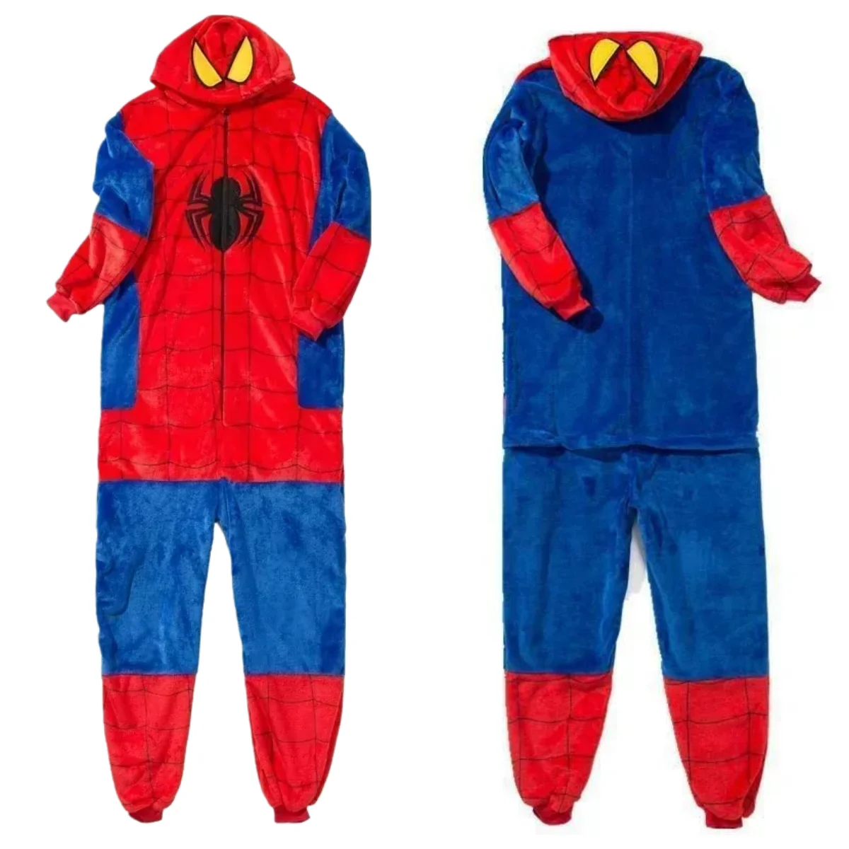 Pijama de Spiderman para Adultos, Disfraz de Cosplay, Camisón, Ropa de Dormir con Capucha, Mono de Franela para Mujer y Hombre