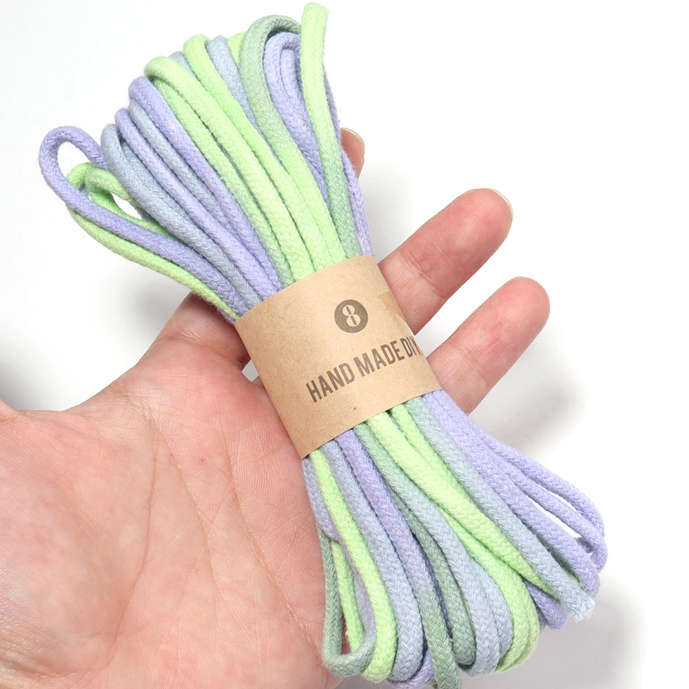 10 Yards 4 mm geflochtene Baumwollschnur mit Farbverlauf für Taschen, Kleidung, Heimtextilien, Dekoration, Telefon, Auto, Hängeseile, DIY-Nähzubehör – Detail 7
