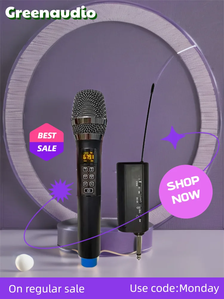 

GAW-005A Professional Adjustable Frequency Wireless Microphone with Reverb Stage Karaoke Universal Microphone