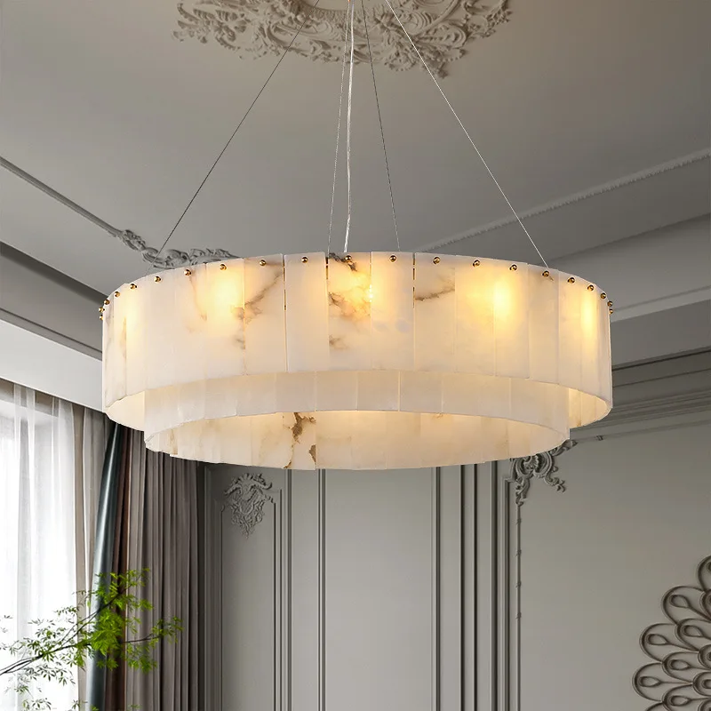 

Hua snow plaster chandelier living room dining room bedroom study switch duplex villa