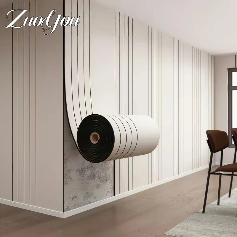 Imitation Wood Grain Stereo Grille Peel and Stick Wallpaper Living Room Background Wall Decor Self Adhesive Wall Sticker in Roll