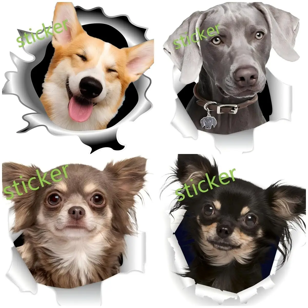 

Personality Decoration Reflective Stickers 3D Dog Sticker Window Bumper Mirror Rear, Dog Anime Car Decals