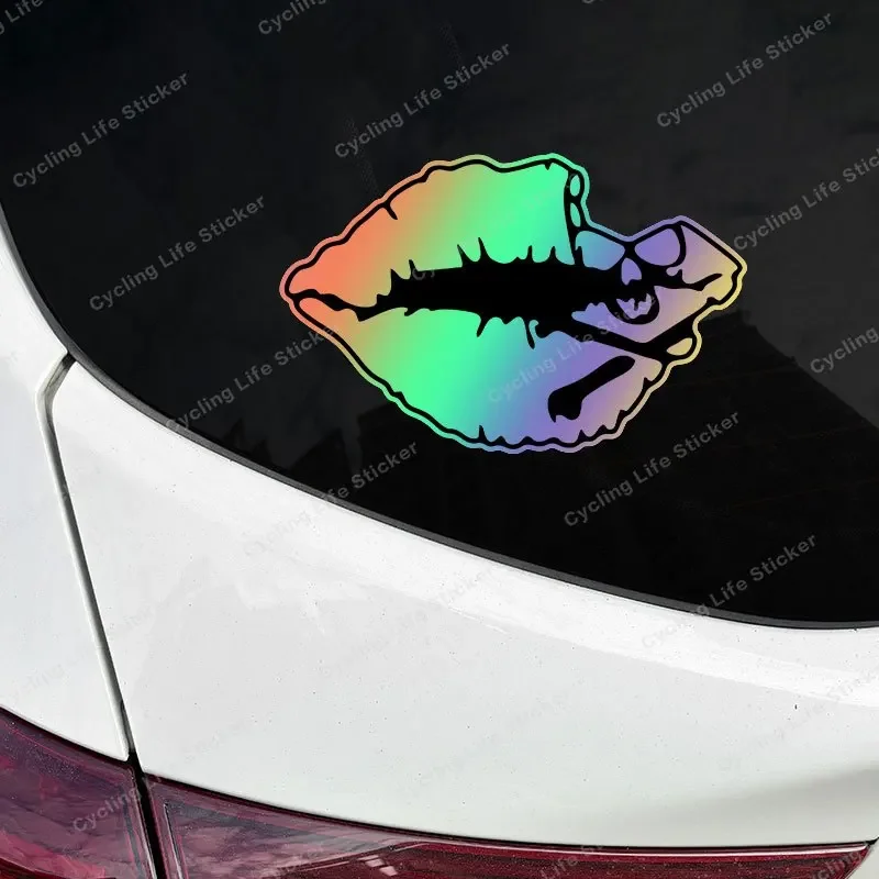 1PC Holographic Lips Pattern Graphic Sticker for Motorcycle Car Custom Decoration Fashion Enthusiast Accessory