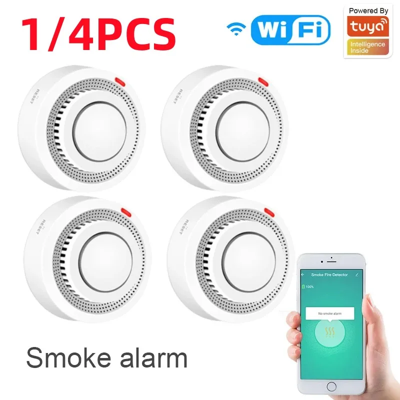 Tuya Zigbee-Détecteur de fumée WiFi, capteur, 80DB, alarme, incendie, intelligent, protection incendie, sécurité à domicile